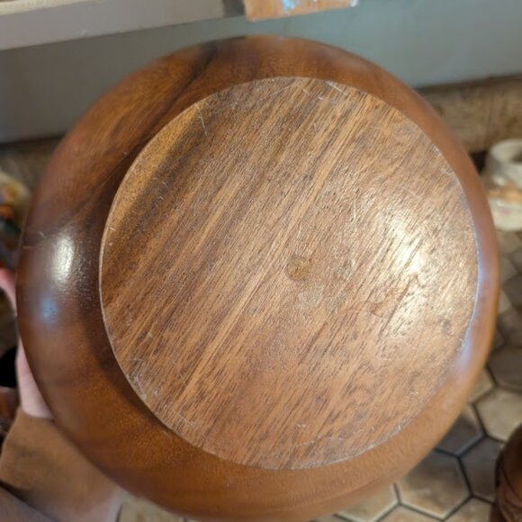 Vintage Carved Wood Punch Bowl & 5 Cups *NOT WATERTIGHT* - Picture 13 of 13